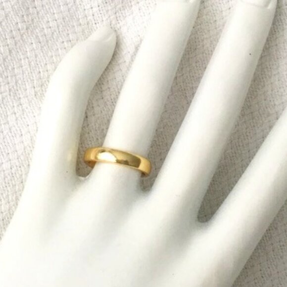 Gold Tone Band Ring Minimalist Wedding Stack NEW - Picture 1 of 3